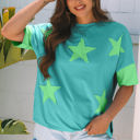  Etta Frayed Denim Star Patched Oversize Top