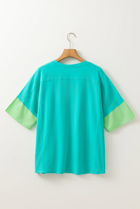 Etta Frayed Denim Star Patched Oversize Top