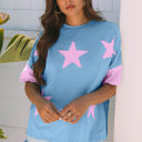 Myosotis XL Etta Frayed Denim Star Patched Oversize Top