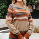  Eva Aztec Crew Neck Sweater