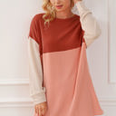  Eva Colorblock Corded Long Sleeve Mini Dress