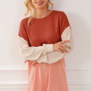  Eva Colorblock Corded Long Sleeve Mini Dress