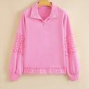  Evangeline Embroidered Flower Buttons Pullover Sweatshirt