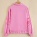  Evangeline Embroidered Flower Buttons Pullover Sweatshirt