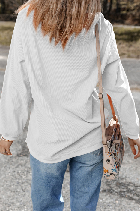 Evangeline Rib Drop Shoulder Sweatshirt