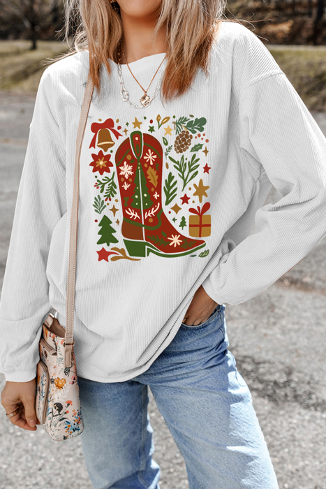 Evangeline Rib Drop Shoulder Sweatshirt