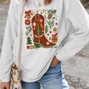 White XL Evangeline Rib Drop Shoulder Sweatshirt