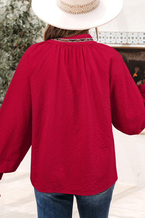 Eve Jacquard Print Textured Blouse