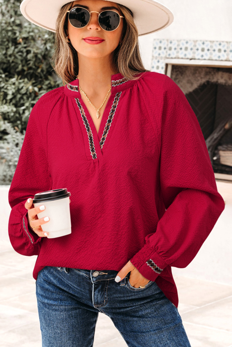 Eve Jacquard Print Textured Blouse