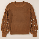 Chestnut Small Evelyn Beaded Drop Shoulder Sweater