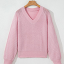 Pink Small Evelyn Eyelets Raglan Sleeve Sweater