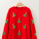 Red Small Evelyn Graphic Drop Shoulder Sweatshirt