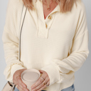 Apricot Medium Evelyn Lantern Sleeve Henley Sweatsuit