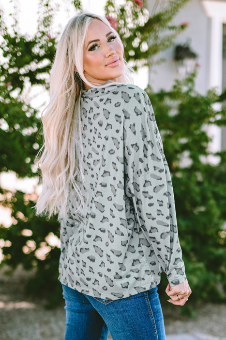 Evelyn Print Stitching Loose Long Sleeve Top