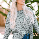  Evelyn Print Stitching Loose Long Sleeve Top