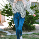  Evelyn Print Stitching Loose Long Sleeve Top