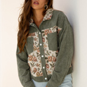 Sage Green Medium Evelyn Retro Floral Patchwork Shirt