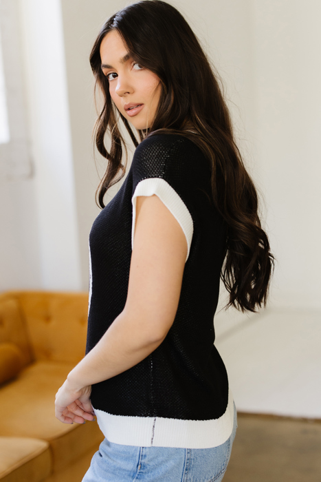 Evelynn Trim Short Sleeve Sweater