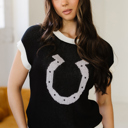 Black XL Evelynn Trim Short Sleeve Sweater