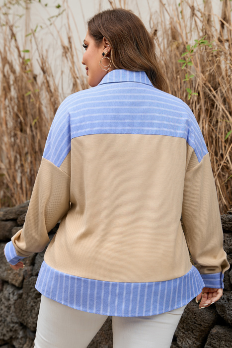 Evelynn Waffle Knit Collared PLUS Top