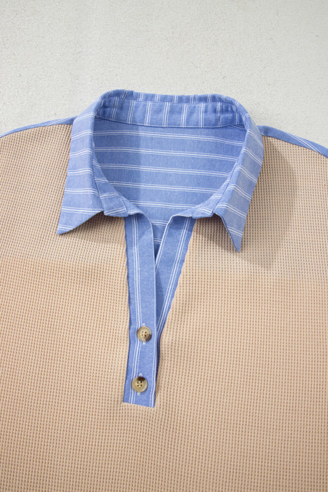 Evelynn Waffle Knit Collared PLUS Top