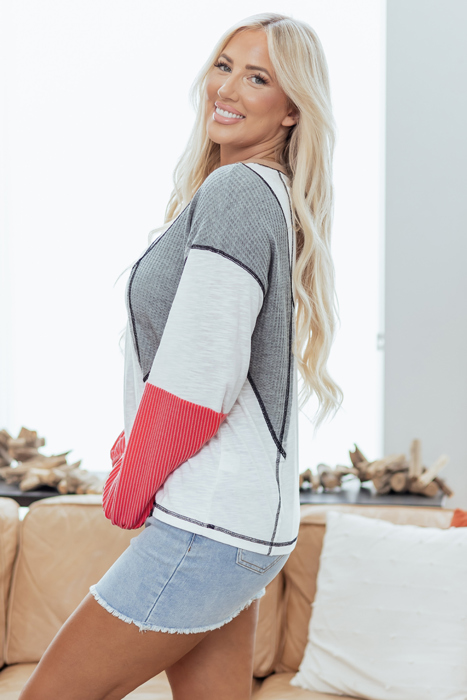 Everlee Knit Patchwork Casual Top