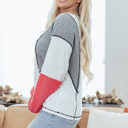  Everlee Knit Patchwork Casual Top