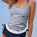  Everlee Stripe Drawstring Tummy Control Tankini Swimsuit