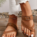  Everleigh Buckle Leathered Flat Slippers