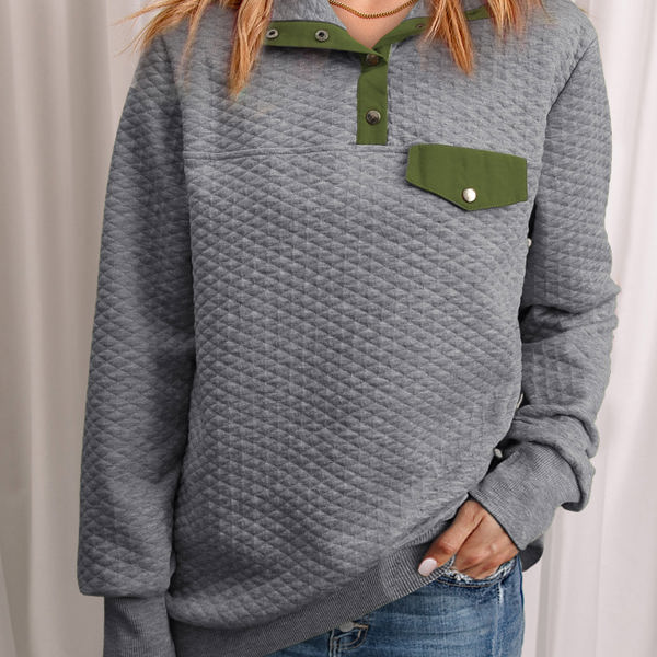 Everleigh Quilted Snap Neck Sweatshirt