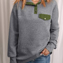 Gray Large Everleigh Quilted Snap Neck Sweatshirt