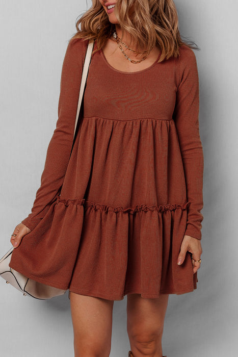 Everleigh Ribbed Frilled Trim High Waist Dress