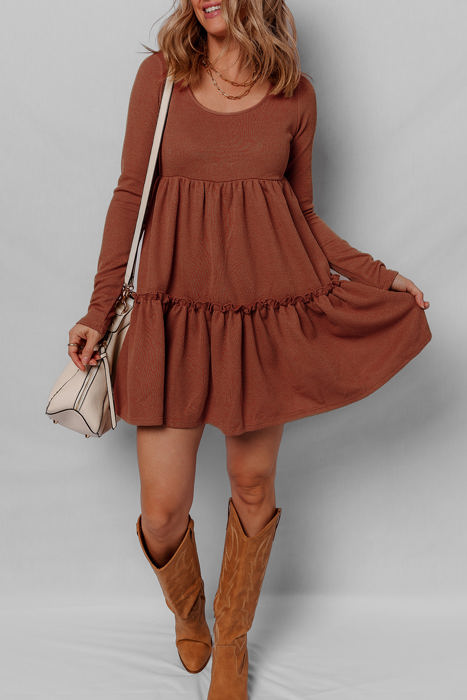 Everleigh Ribbed Frilled Trim High Waist Dress