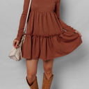  Everleigh Ribbed Frilled Trim High Waist Dress