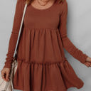  Everleigh Ribbed Frilled Trim High Waist Dress