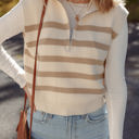  Everly Stripe Ribbed Half Zip Collared Sweater Vest