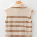  Everly Stripe Ribbed Half Zip Collared Sweater Vest