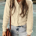  Evie Pearl Buttons Popcorn Textured Sweater Cardigan