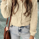 Oatmeal Medium Evie Pearl Buttons Popcorn Textured Sweater Cardigan