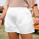 White XXXXL Evie Plus Size Bow Decor Pockets Shorts