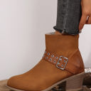  Eyelet Buckled Ankle Boots