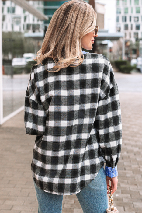 Ezra Half Placket Plaid Blouse