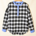  Ezra Half Placket Plaid Blouse