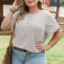  Faith Plus Size Geometric Ruffled Sleeve Blouse