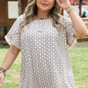  Faith Plus Size Geometric Ruffled Sleeve Blouse