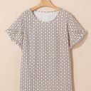  Faith Plus Size Geometric Ruffled Sleeve Blouse