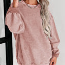  Faith Solid Ribbed Knit Round Neck Pullover Sweatshirt