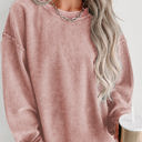  Faith Solid Ribbed Knit Round Neck Pullover Sweatshirt