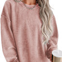  Faith Solid Ribbed Knit Round Neck Pullover Sweatshirt