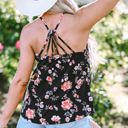  Fallon Floral Spaghetti Straps Strappy Back Tank Top